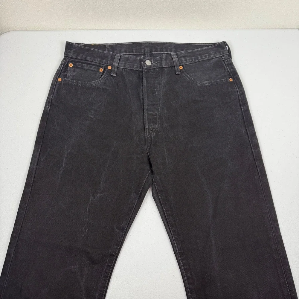 Vtg Levis 501 Original Fit Mens Black Straight Leg Button‎ Fly Jeans W36 L36